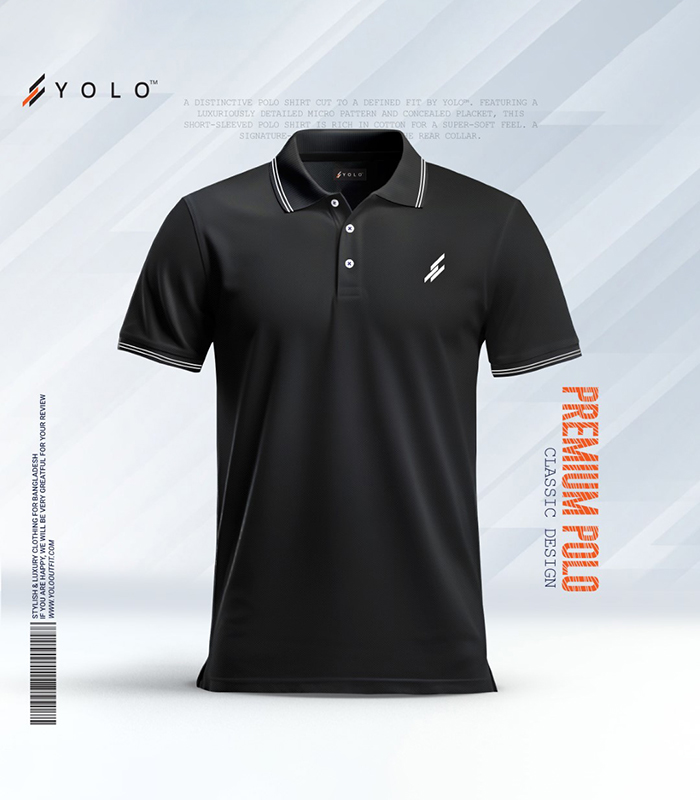 Black Polo Shirt - Welcome To Yolo Outfit